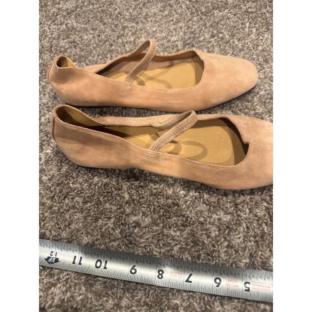 Madewell Suede Mary Jane Ballet Flats Blush Pink Round Toe Elastic Strap